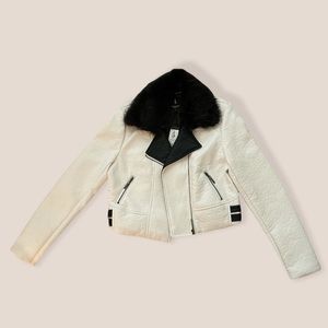 La Bella roc white leather crop jacket